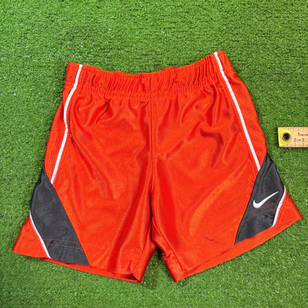 Vintage Y2K Nike Toddler Boys Orange Dazzle Glossy Athletic Shorts Swoosh 2T